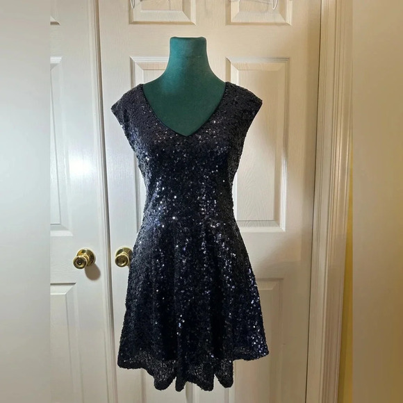 Vintage Y2K Forever 21 Blue Sequin Dress - Picture 3 of 12